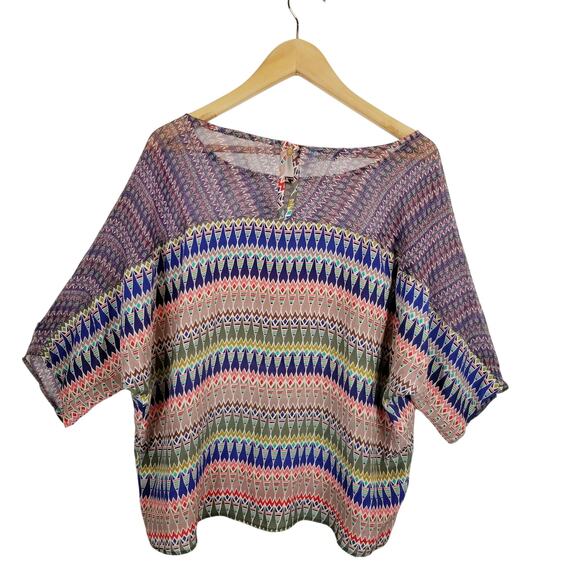 Gypsy 05 Global Village Boxy Cut Silk Blouse Size M Medium - Picture 2 of 5
